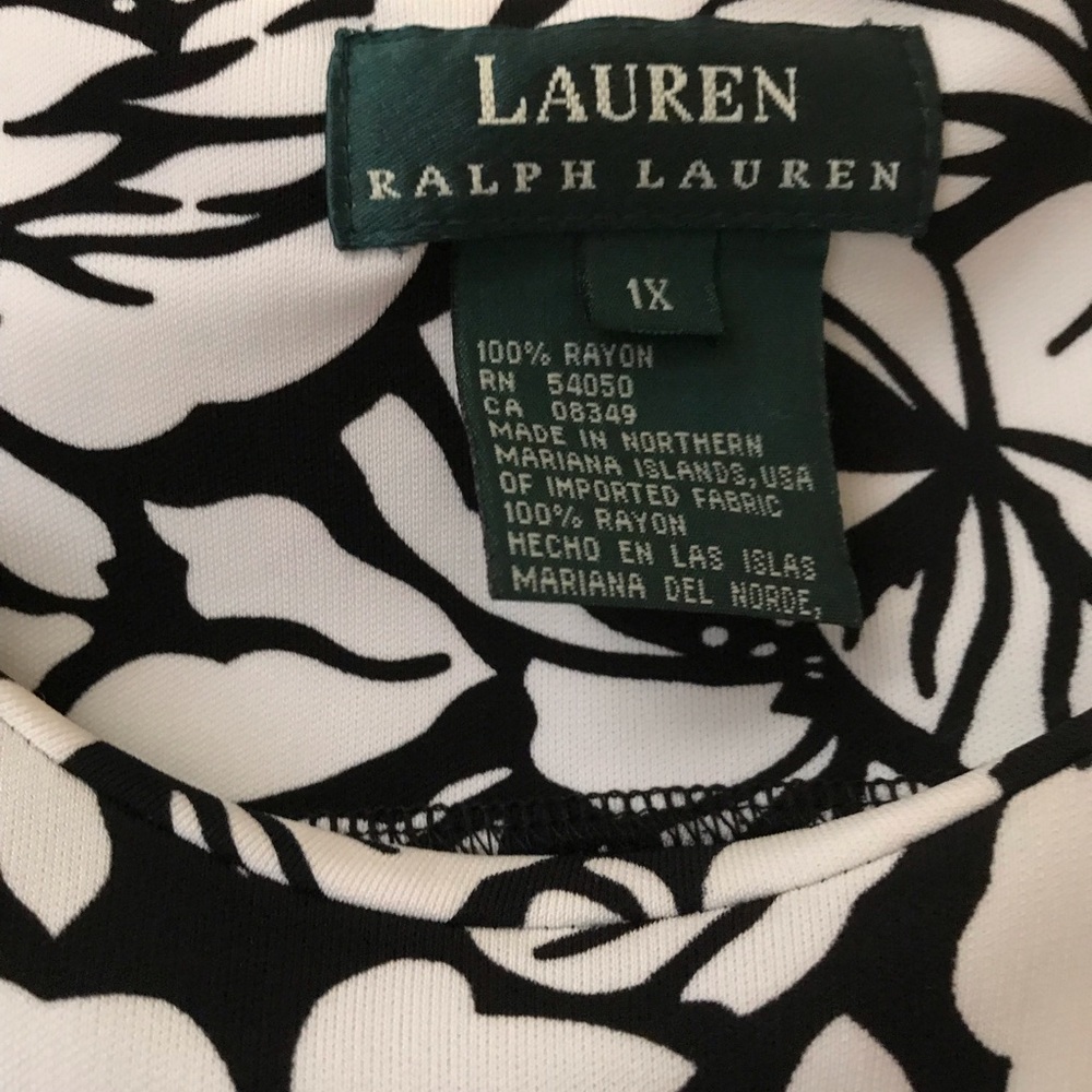 RL 1X plus size beautiful flower print black/white